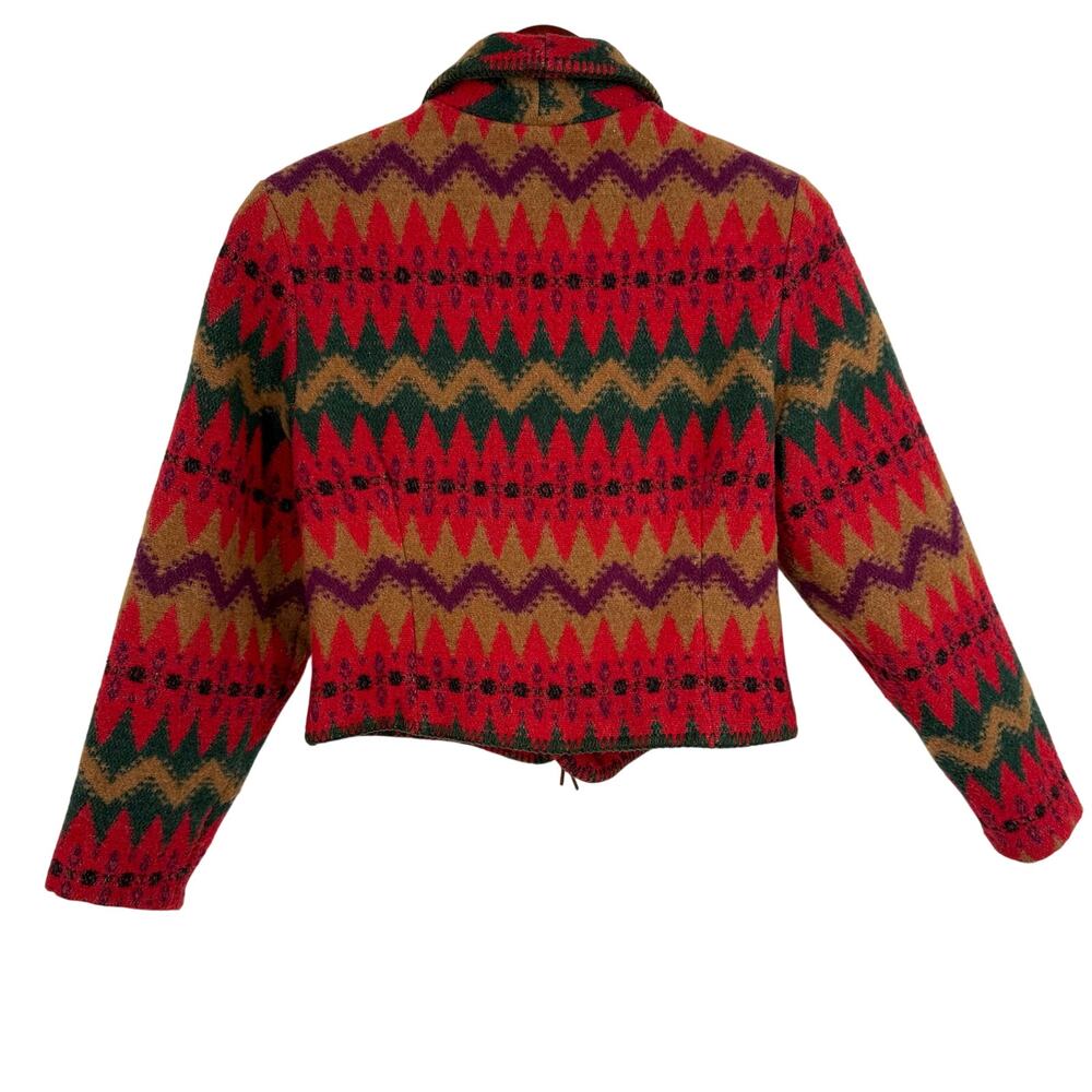 Circle T Womens Sz Medium 100% Wool Aztec Western Jacket Coat Shirt Top Artsy - Picture 10 of 10